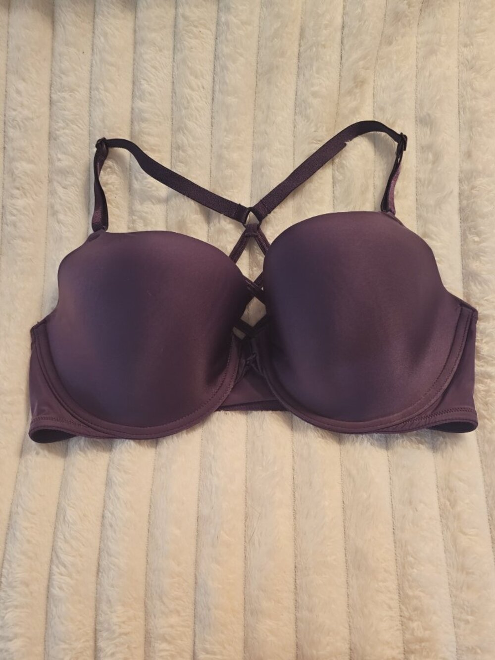 Victoria's Secret Lined Demi Bra | 36D | Purple Strappy Racerback